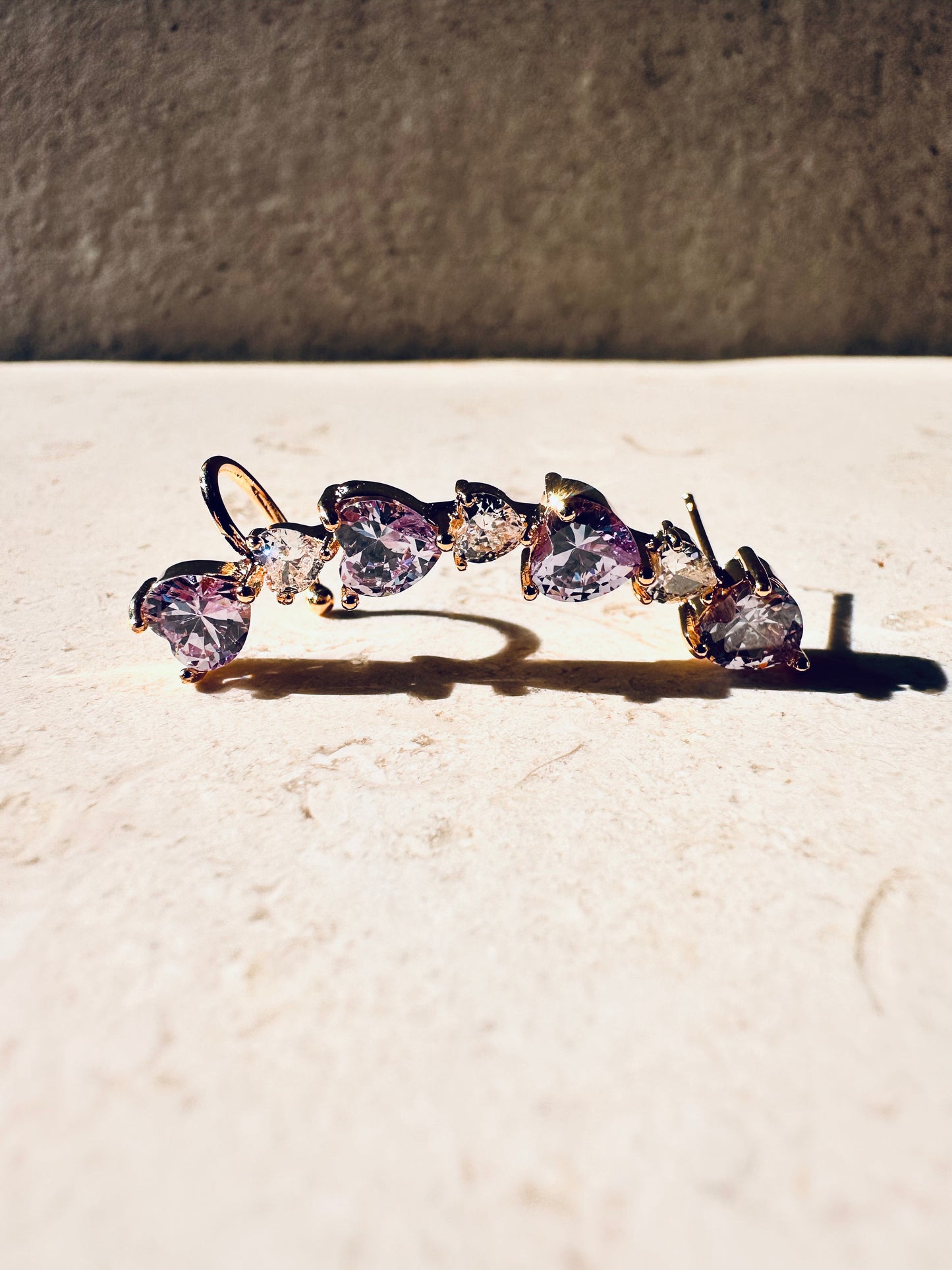 Climber Earring Hearts Lilac