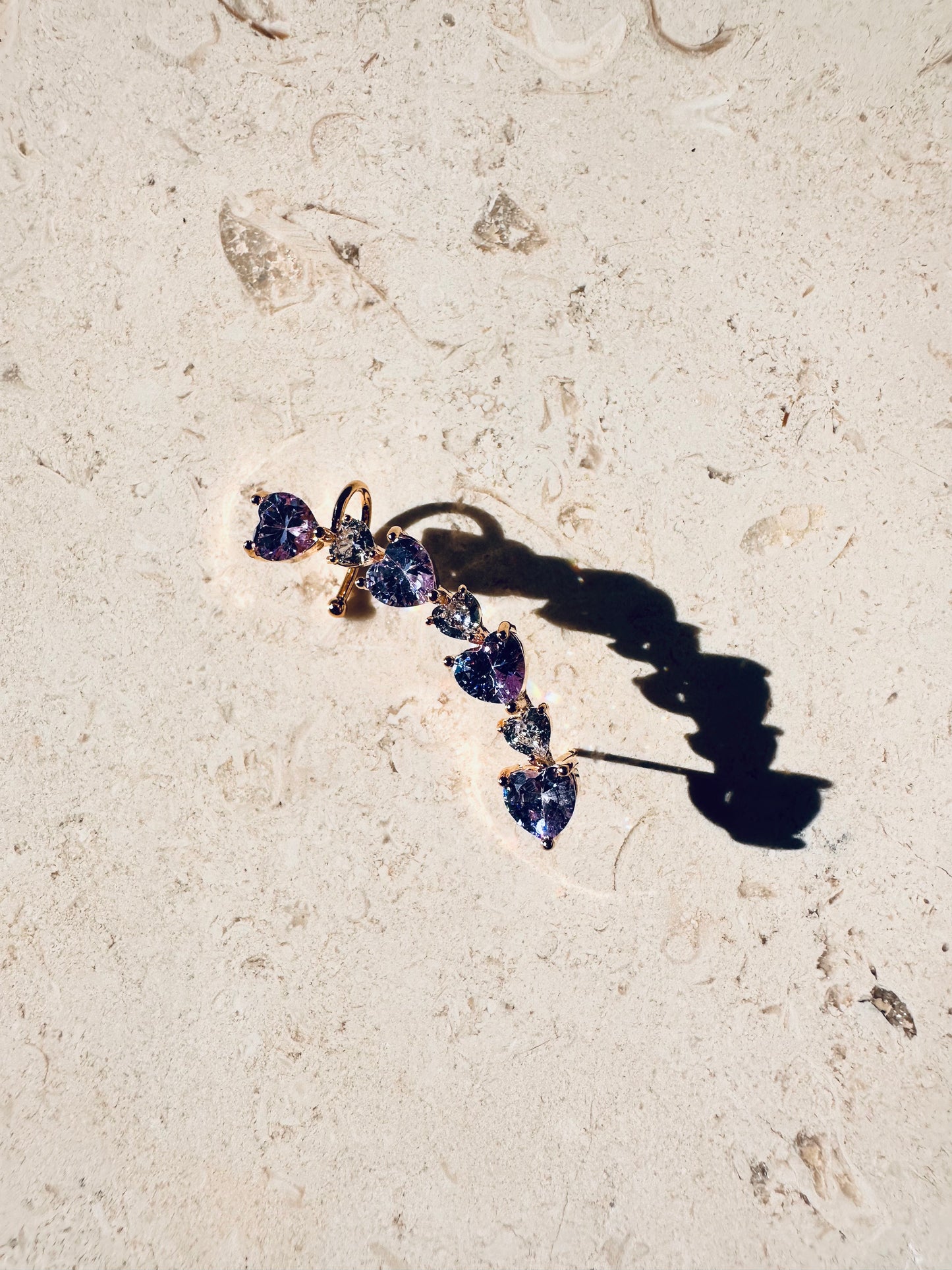 Climber Earring Hearts Lilac