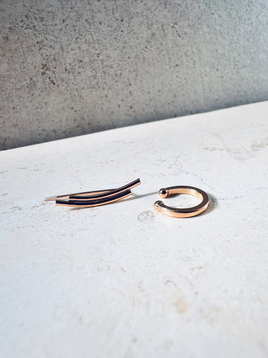 Long Bar Earrings with Earcuff
