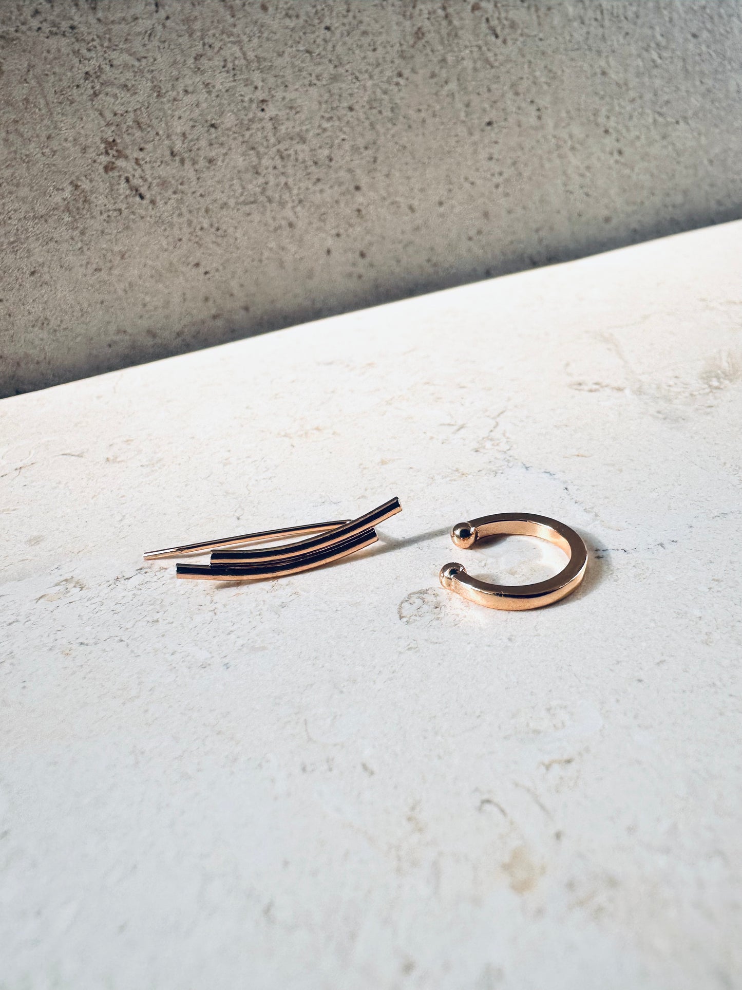 Long Bar Earrings with Earcuff